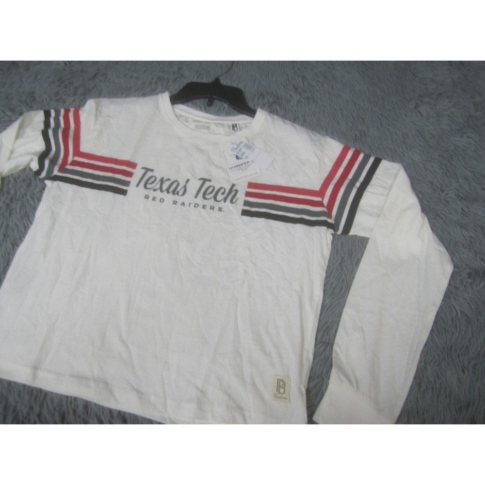 Texas Tech Shirt Womens Medium NWT White Sandra Long Sleeve Cropped Top Tee - Picture 2 of 10